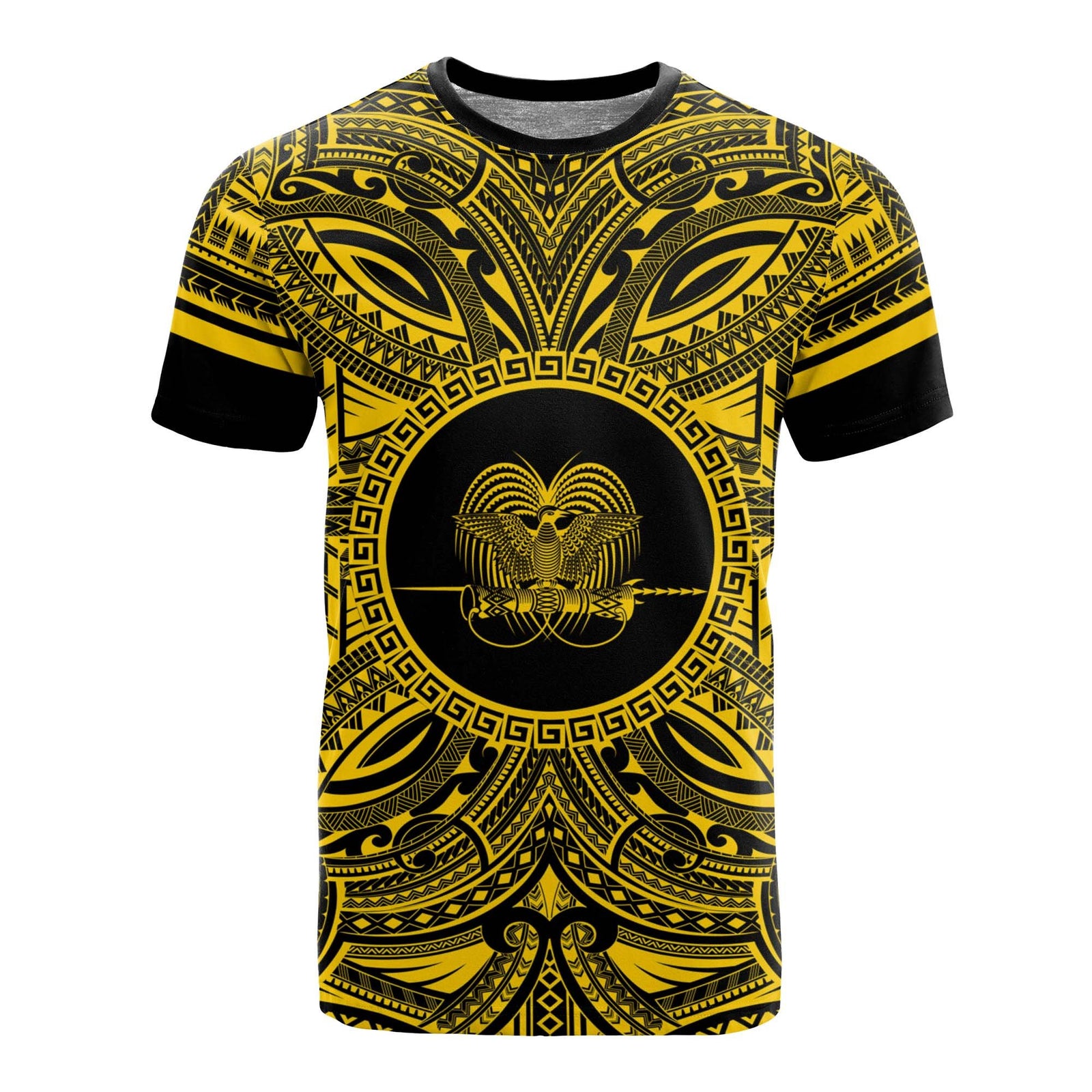 Papua New Guinea All T Shirt Papua New Guinea Coat Of Arms Polynesian Gold Black Unisex Gold - Polynesian Pride