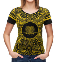Papua New Guinea All T Shirt Papua New Guinea Coat Of Arms Polynesian Gold Black - Polynesian Pride