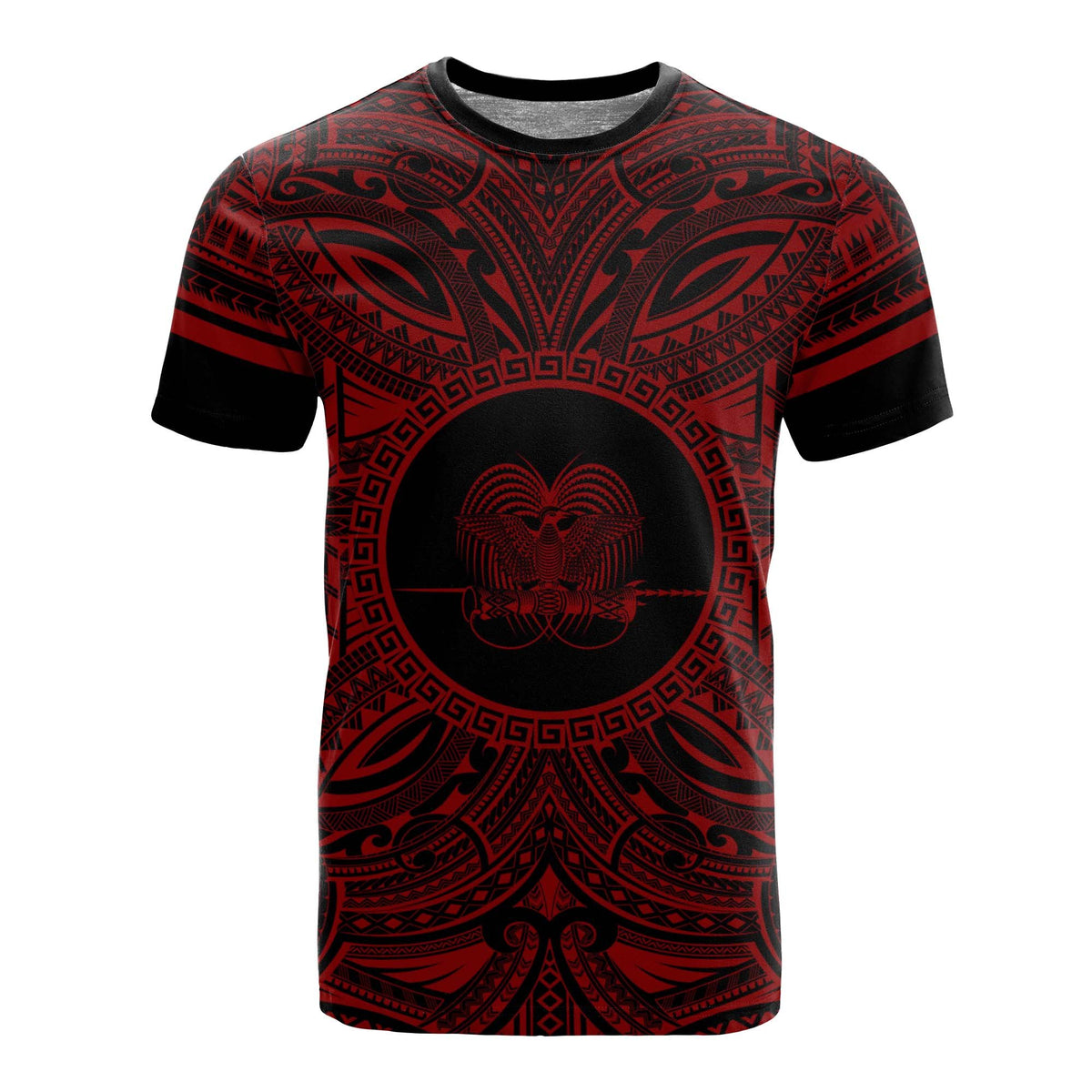 Papua New Guinea All T Shirt Papua New Guinea Coat Of Arms Polynesian Red Black Unisex Red - Polynesian Pride
