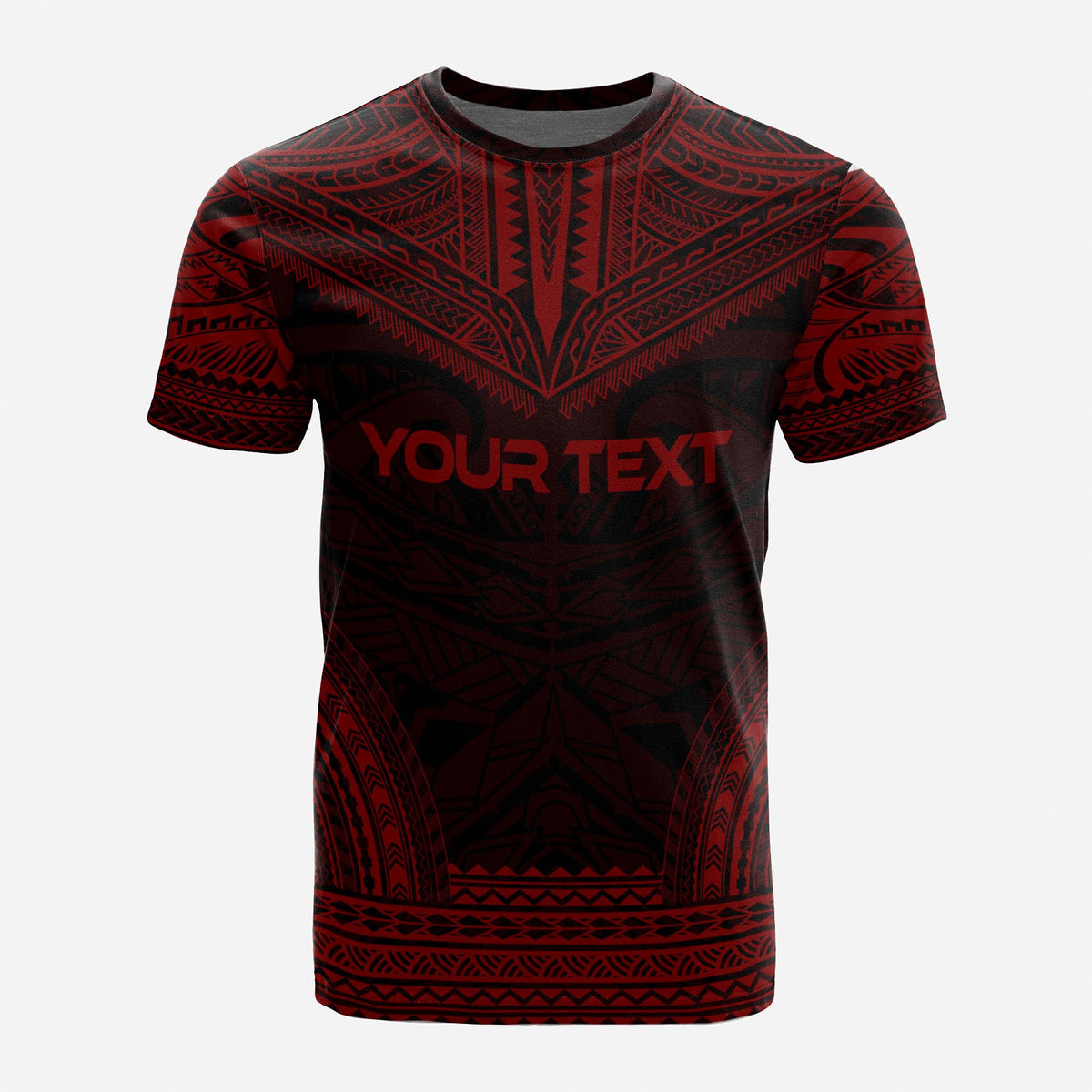 Papua New Guinea Custom T Shirt Papua New Guinea Coat Of Arms Polynesian Chief Tattoo Red Version - Polynesian Pride