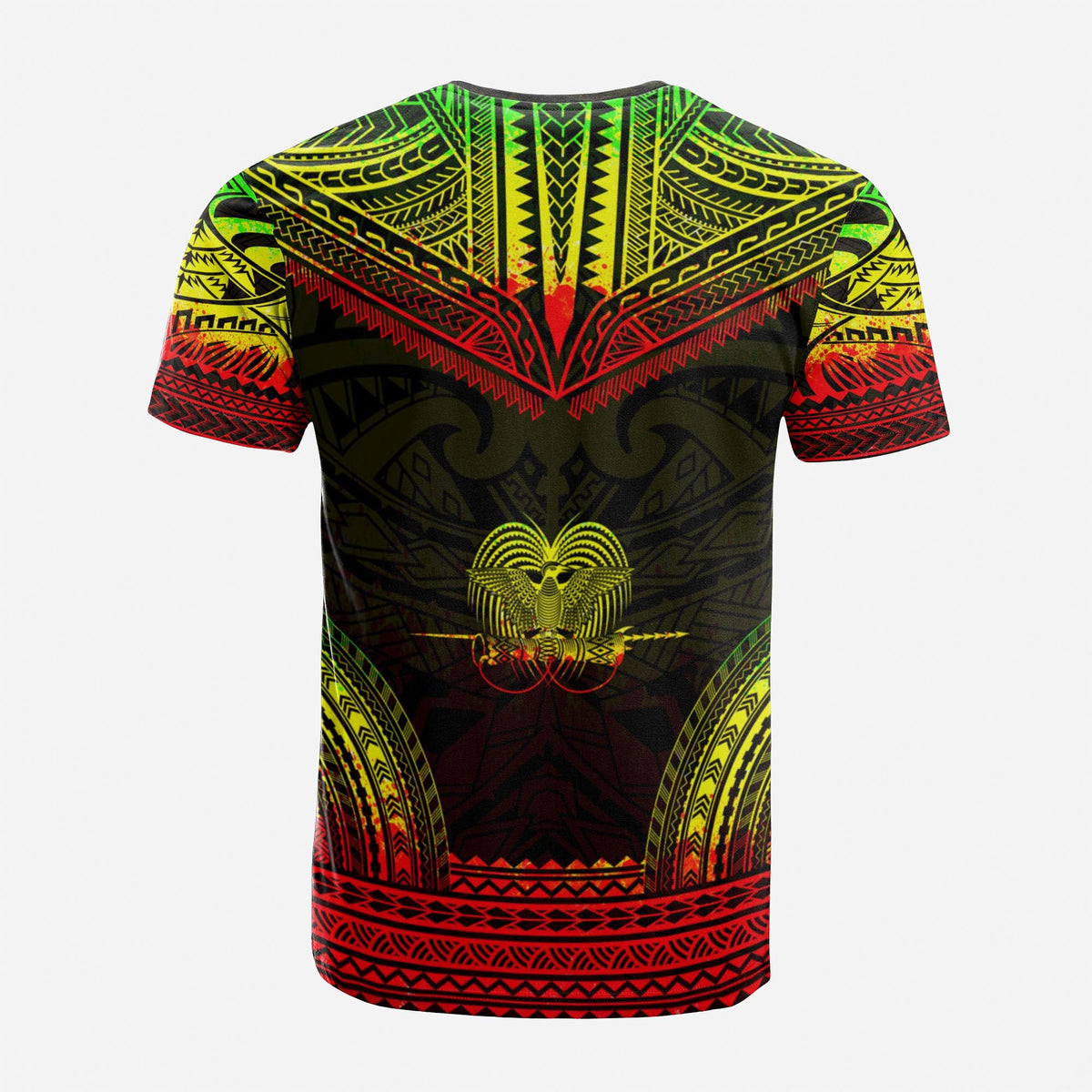 Papua New Guinea Custom T Shirt Papua New Guinea Coat Of Arms Polynesian Chief Tattoo Reggae Version Unisex Reggae - Polynesian Pride