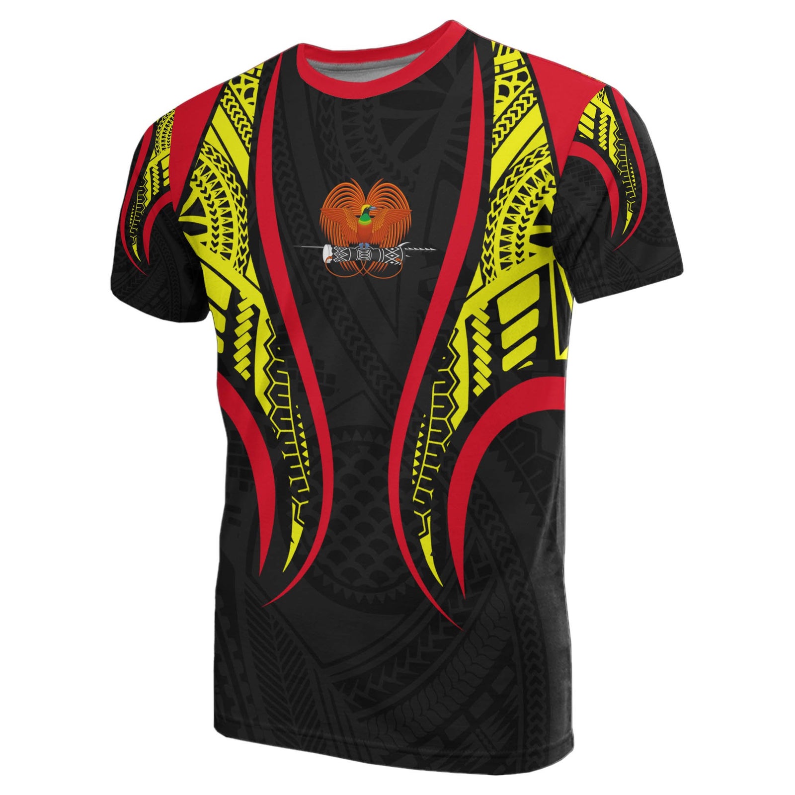 Papua New Guinea T Shirt Papua New Guinea Coat Of Arms Polynesian Stylized Unisex Black - Polynesian Pride