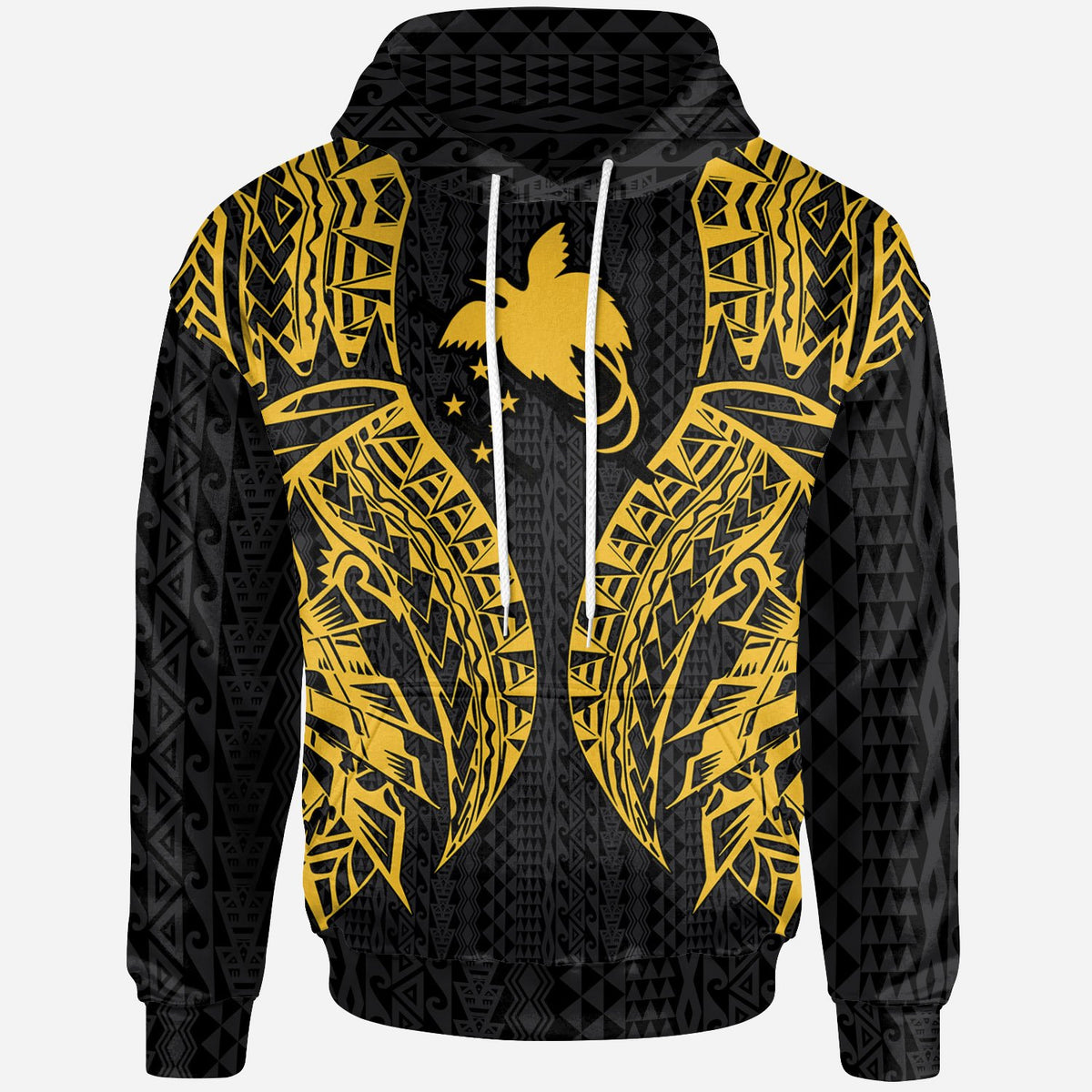 Papua New Guinea Hoodie Polynesian Lion Head Gold Style Unisex Gold - Polynesian Pride