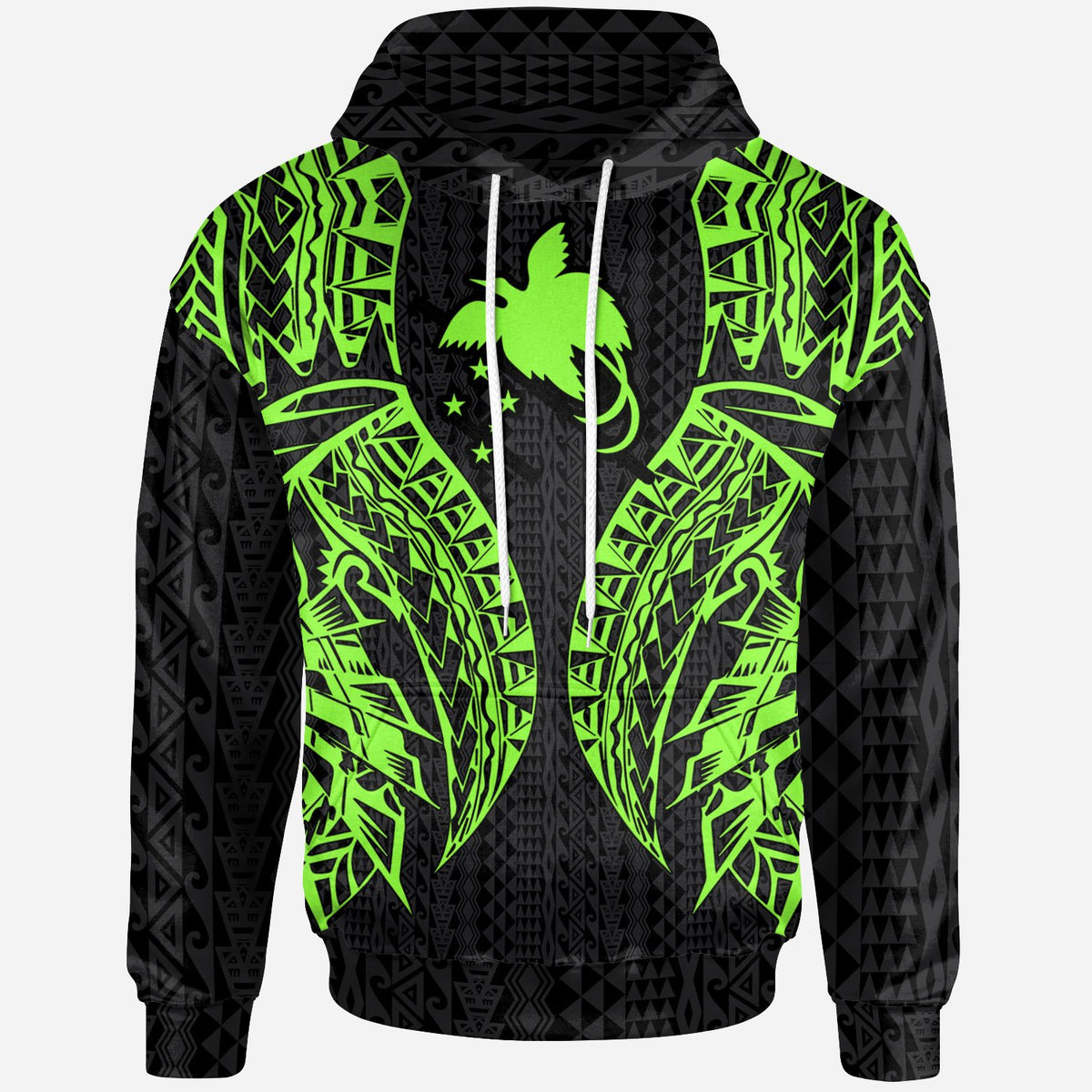 Papua New Guinea Hoodie Polynesian Lion Head Green Style Unisex Green - Polynesian Pride