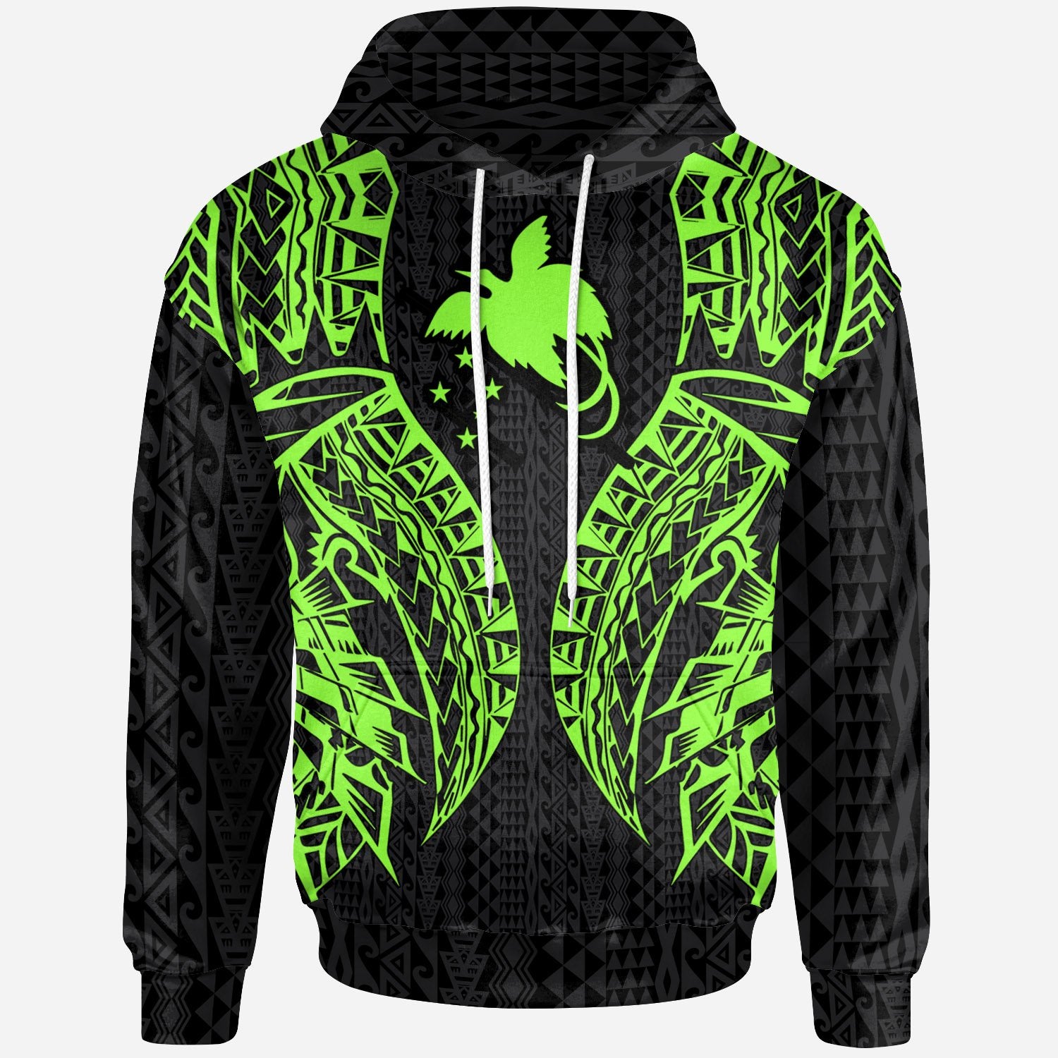 Papua New Guinea Hoodie Polynesian Lion Head Green Style Unisex Green - Polynesian Pride