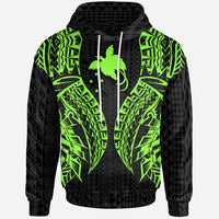 Papua New Guinea Hoodie Polynesian Lion Head Green Style Unisex Green - Polynesian Pride