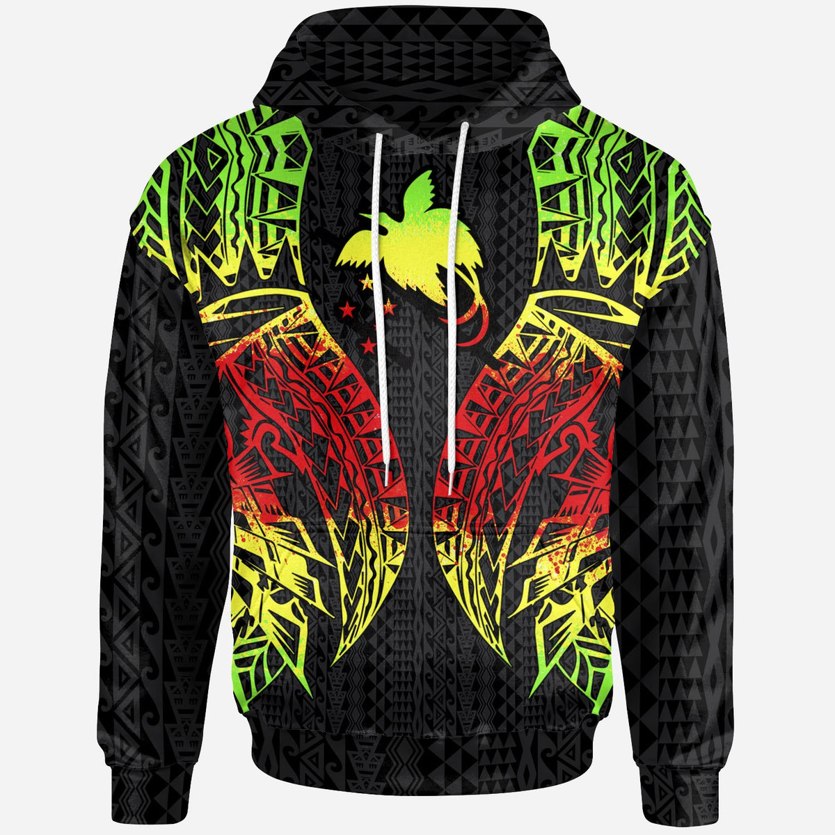 Papua New Guinea Hoodie Polynesian Lion Head Reggae Style Unisex Reggae - Polynesian Pride