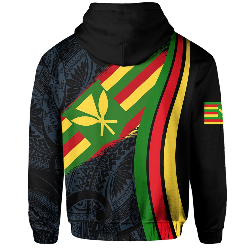 Hawaii Polynesian Kanaka Flag Hoodie Zip Pastel Blue Ten Style - Polynesian Pride