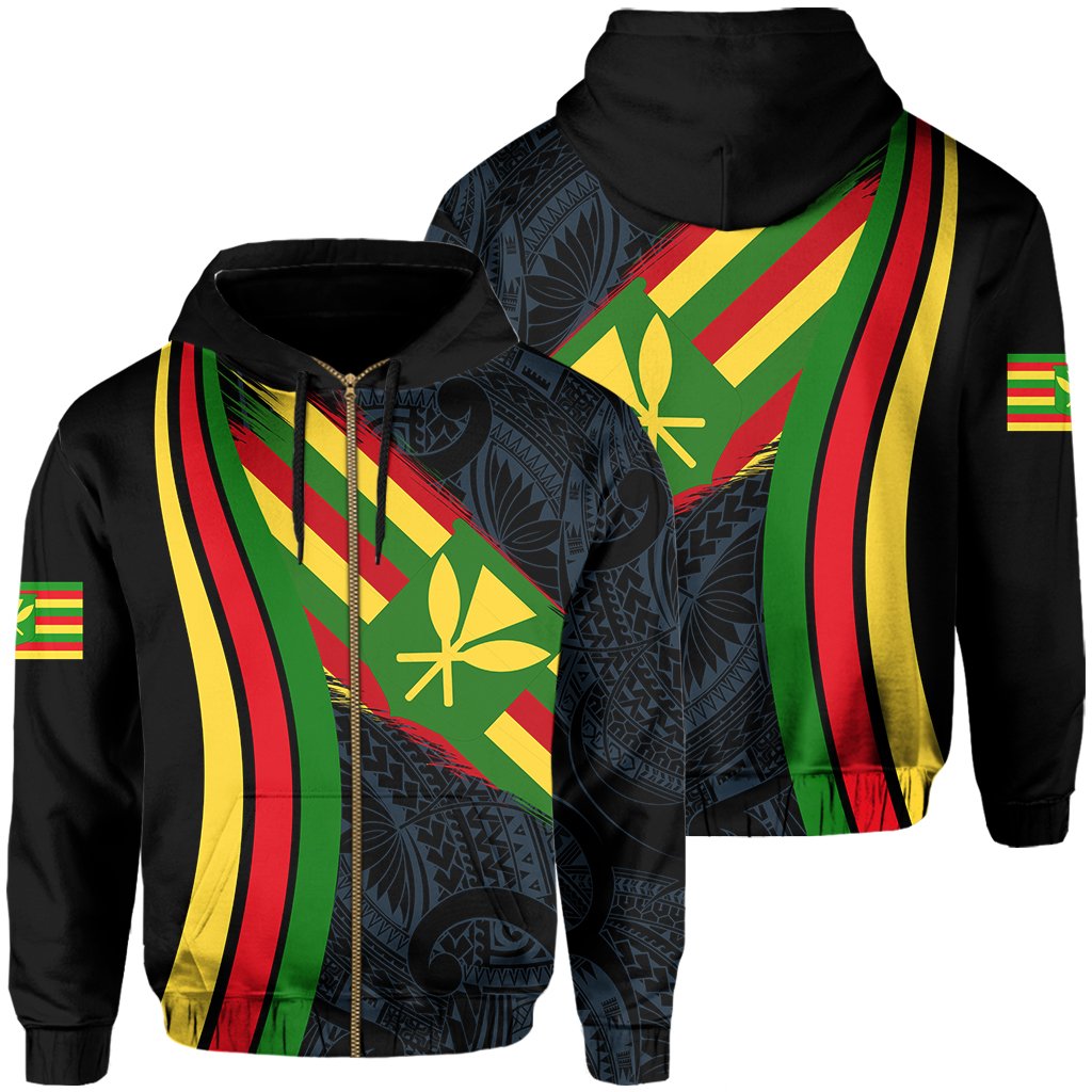 Hawaii Polynesian Kanaka Flag Hoodie Zip Pastel Blue Ten Style Unisex Pastel Blue - Polynesian Pride