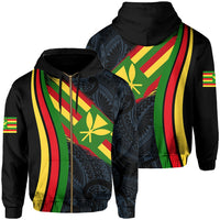 Hawaii Polynesian Kanaka Flag Hoodie Zip Pastel Blue Ten Style Unisex Pastel Blue - Polynesian Pride