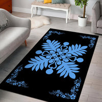 Hawaiian Quilt Maui Plant And Hibiscus Pattern Area Rug - Pastel Black - AH - Polynesian Pride