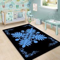 Hawaiian Quilt Maui Plant And Hibiscus Pattern Area Rug - Pastel Black - AH - Polynesian Pride