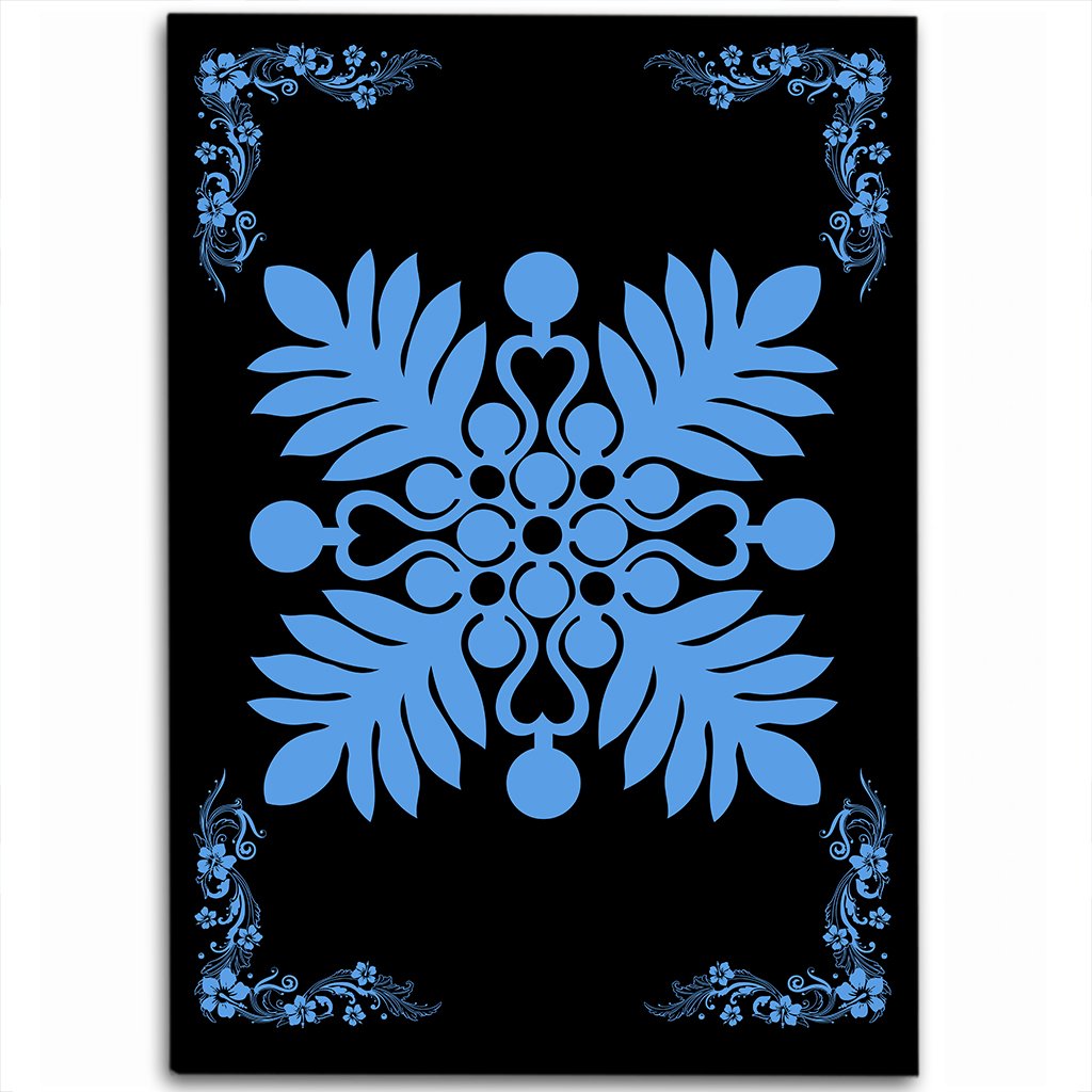 Hawaiian Quilt Maui Plant And Hibiscus Pattern Area Rug - Pastel Black - AH Pastel - Polynesian Pride