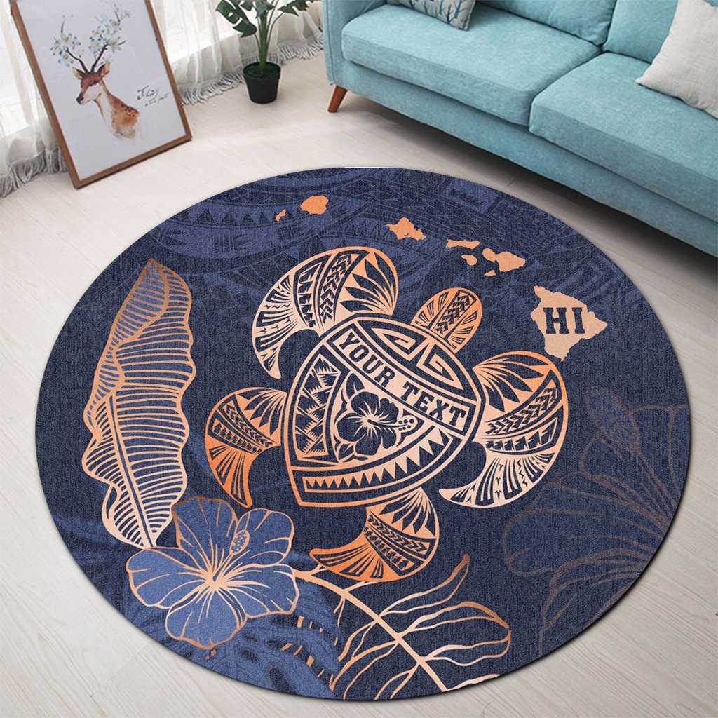 Personalized - Hawaii Polynesian Aloha Po Turtle Hibiscus Tropical Round Carpet - Special Edition - AH - Polynesian Pride
