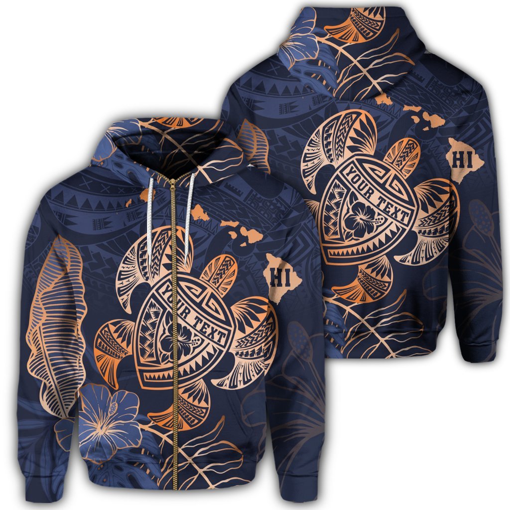 Personalized Hawaii Polynesian Aloha Po Turtle Hibiscus Tropical Zip Hoodie Special Edition Unisex Art - Polynesian Pride