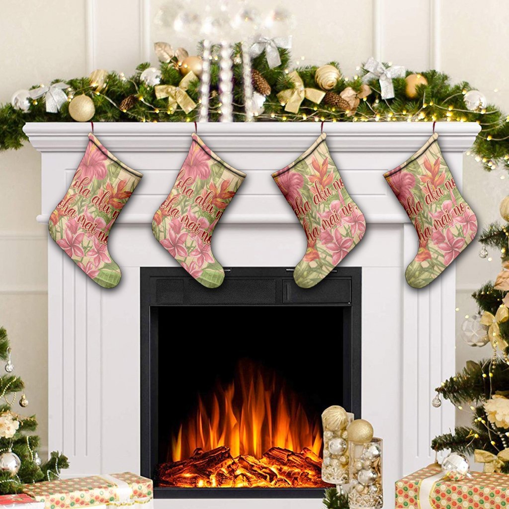 Hawaii Tropical Hibiscus Plumeria Christmas Stocking - AH - Polynesian Pride