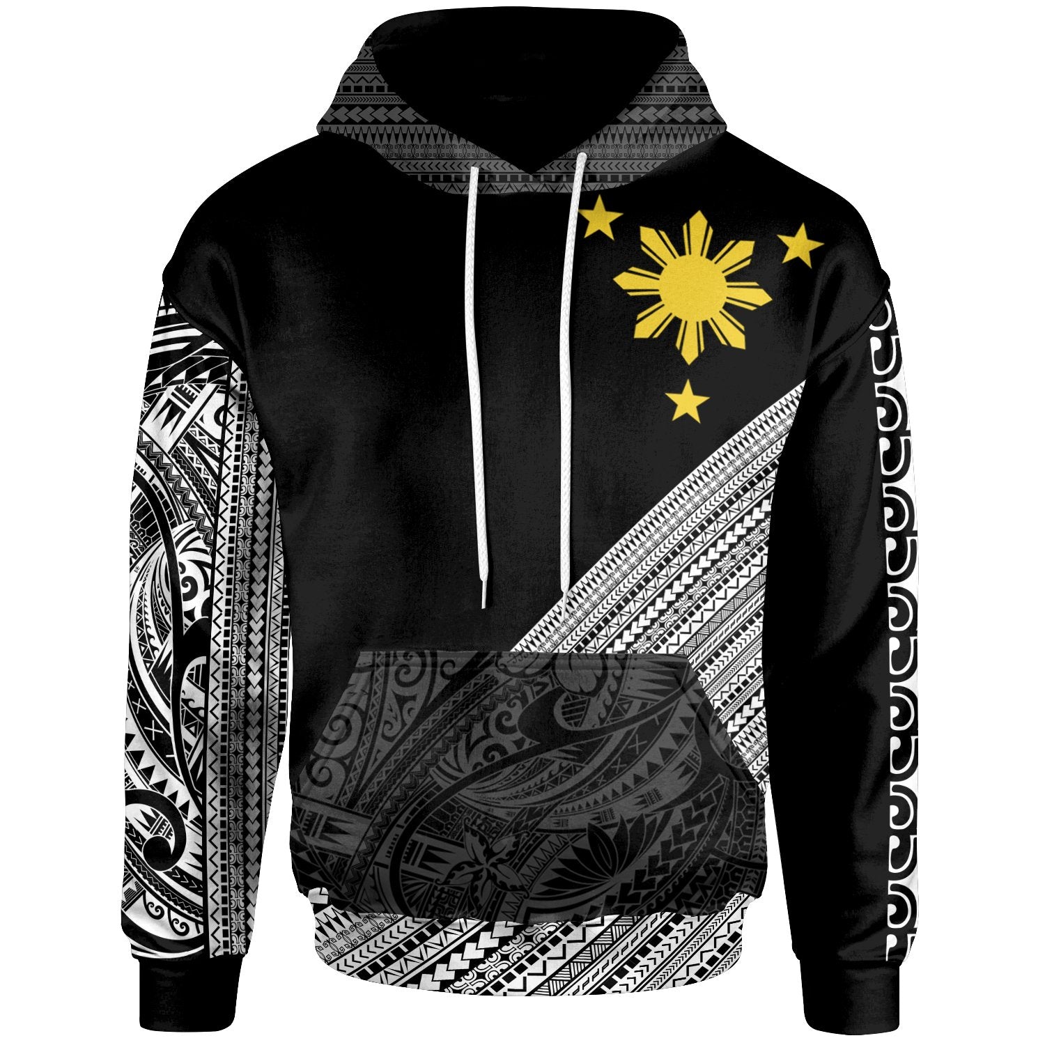 Philippines Custom Hoodie Diagonal Pattern White Unisex White - Polynesian Pride