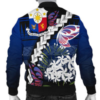Philippines Men's Bomber Jacket - Butterfly Sampaguita Flower - Polynesian Pride