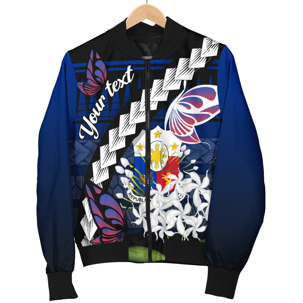Philippines Custom Personalized Men's Bomber Jacket - Butterfly Sampaguita Flower - Polynesian Pride
