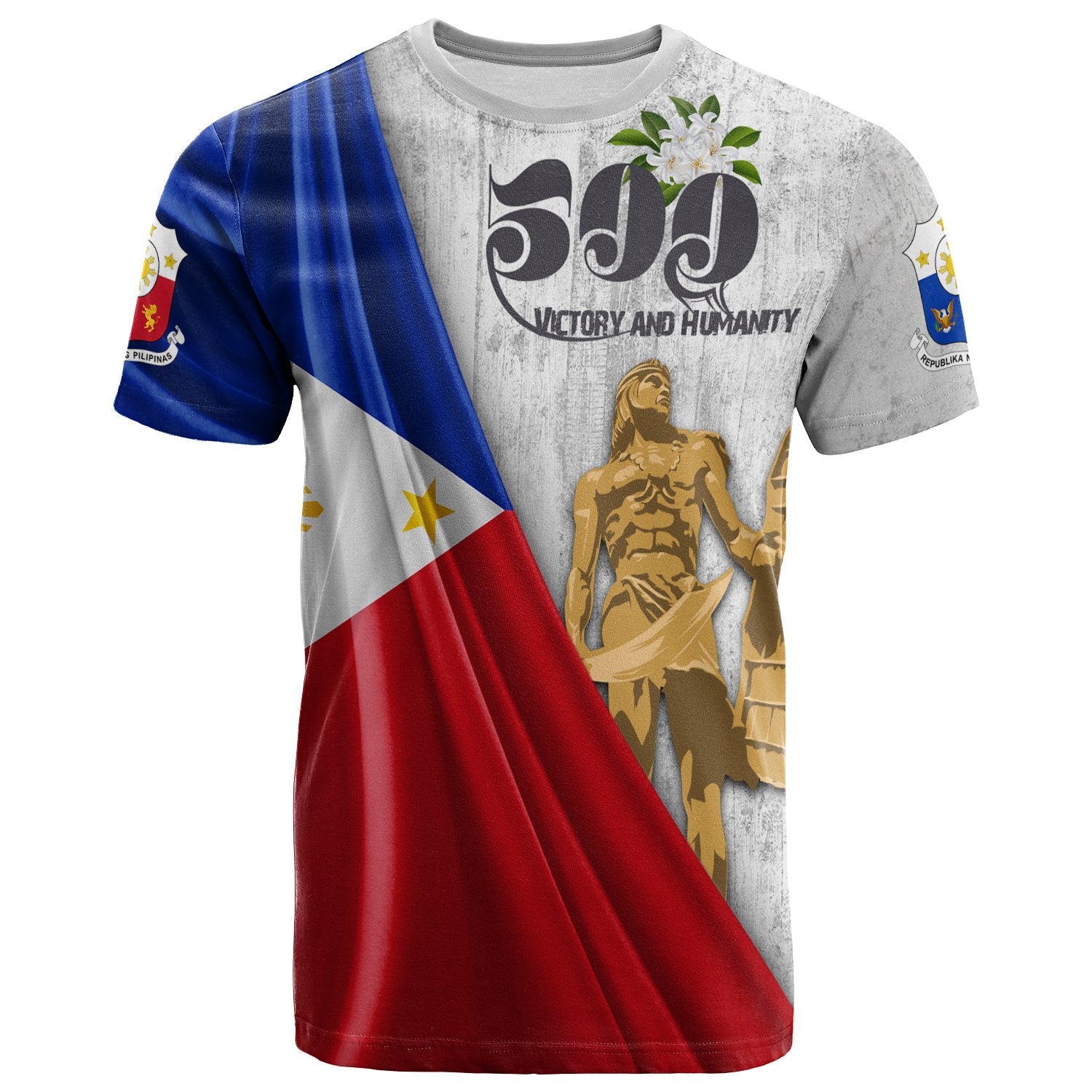 Philippines T Shirt 500th Victory And Humanity Style Flag Unisex Gray - Polynesian Pride