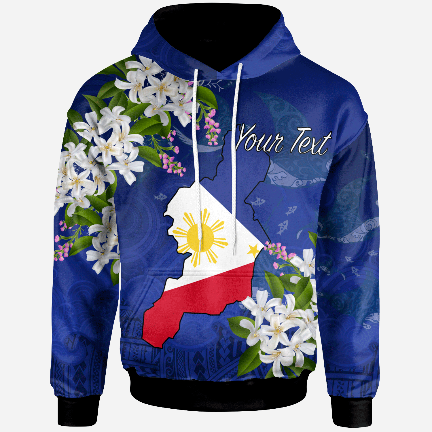 Philippines Custom Hoodie Filipino With Map Unisex Blue - Polynesian Pride