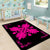 Hawaiian Quilt Maui Plant And Hibiscus Pattern Area Rug - Pink Black - AH - Polynesian Pride