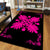 Hawaiian Quilt Maui Plant And Hibiscus Pattern Area Rug - Pink Black - AH - Polynesian Pride