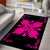 Hawaiian Quilt Maui Plant And Hibiscus Pattern Area Rug - Pink Black - AH - Polynesian Pride