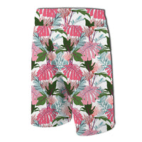 Pink Monstera And Green Tropical Leaves Board Shorts - Polynesian Pride