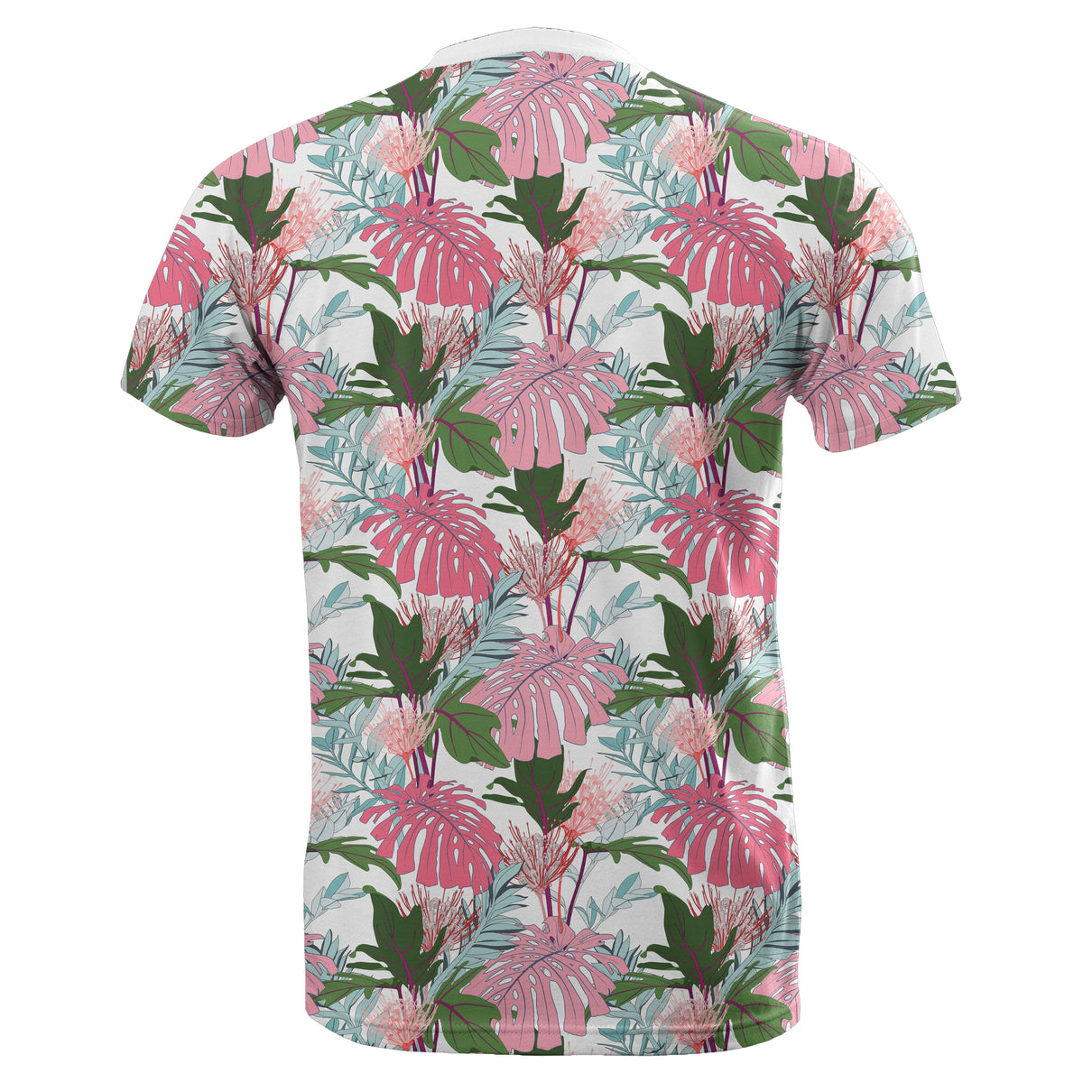 Hawaii Pink Monstera and Green Tropical Leaves White T Shirt - Polynesian Pride