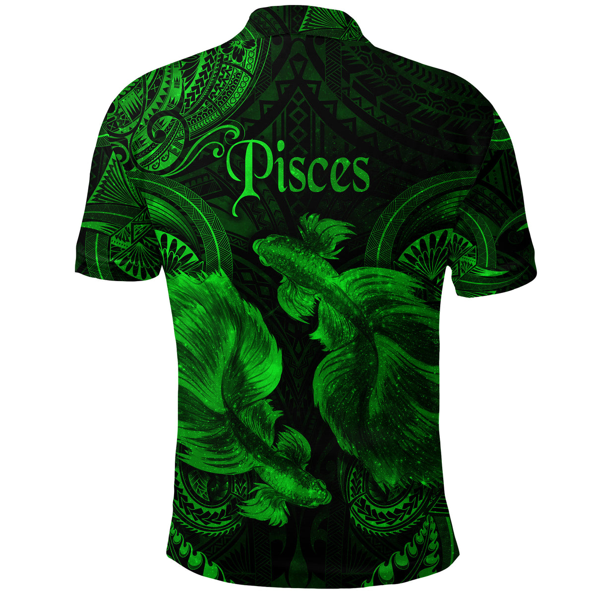 Pisces Zodiac Polynesian Polo Shirt Unique Style Green LT8 - Polynesian Pride
