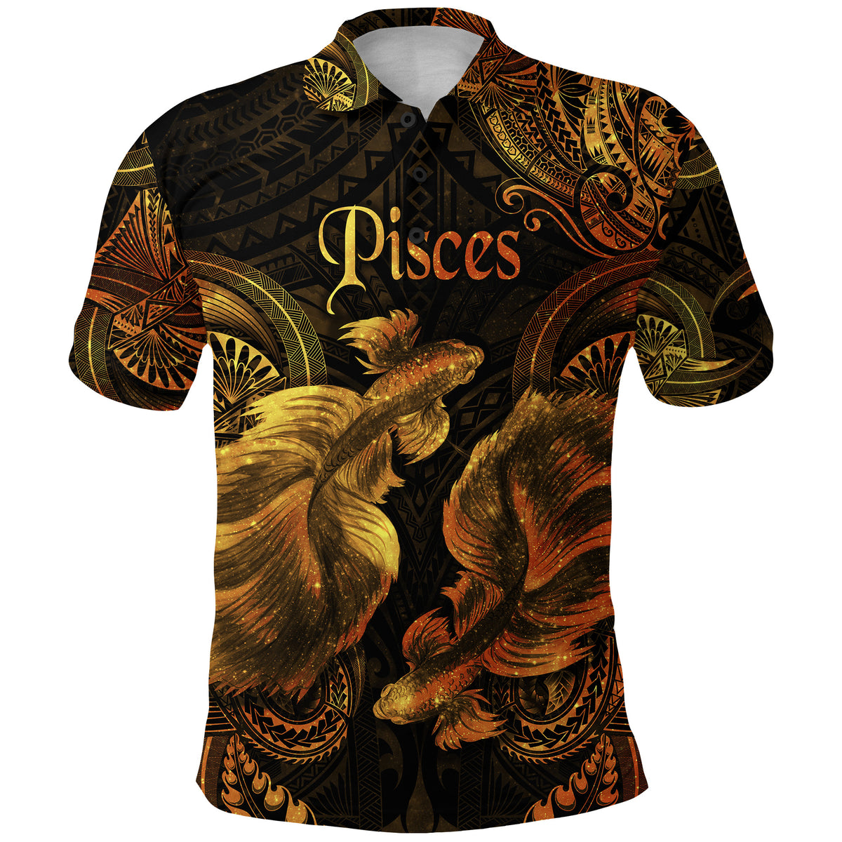 Pisces Zodiac Polynesian Polo Shirt Unique Style Gold LT8 - Polynesian Pride