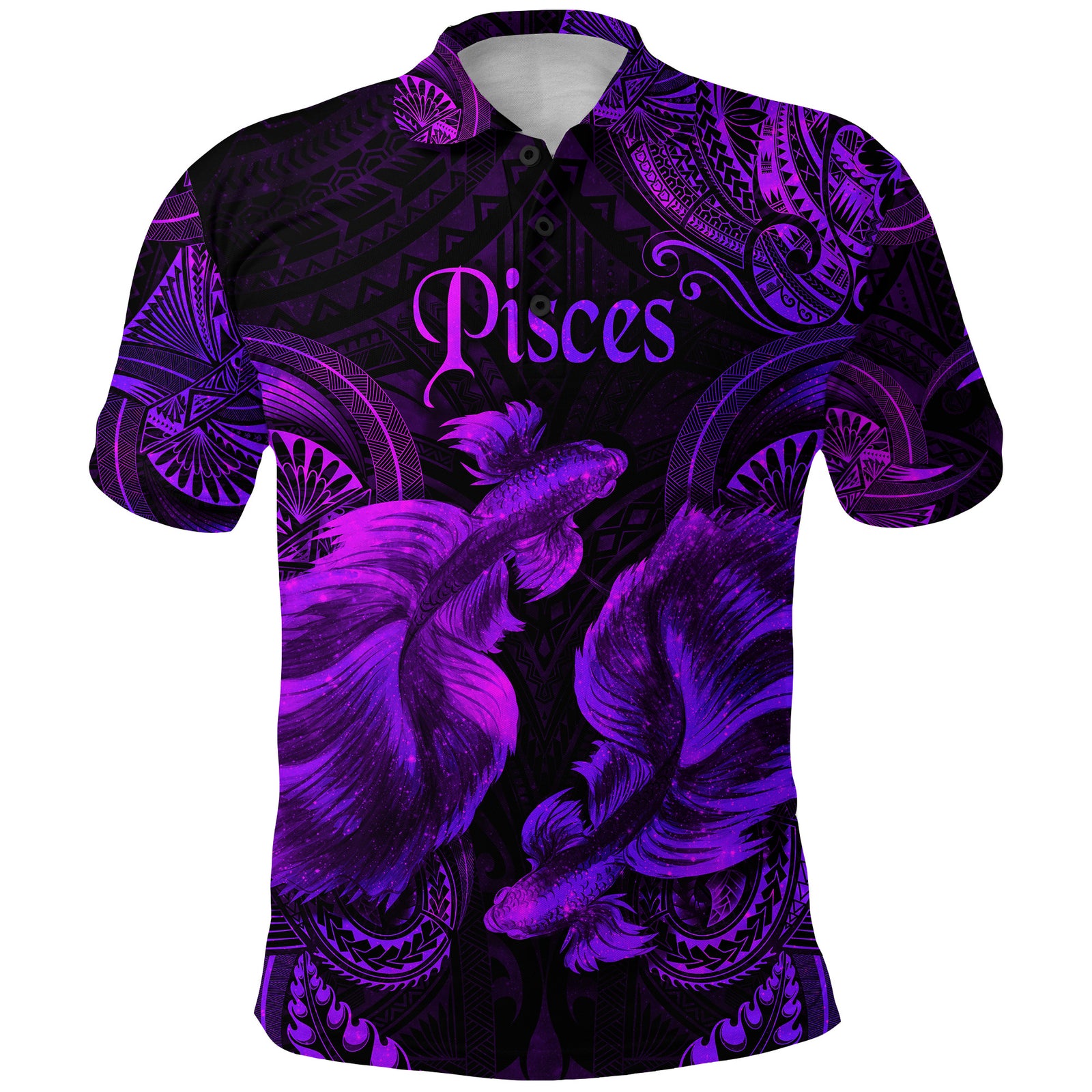 Pisces Zodiac Polynesian Polo Shirt Unique Style Purple LT8 - Polynesian Pride