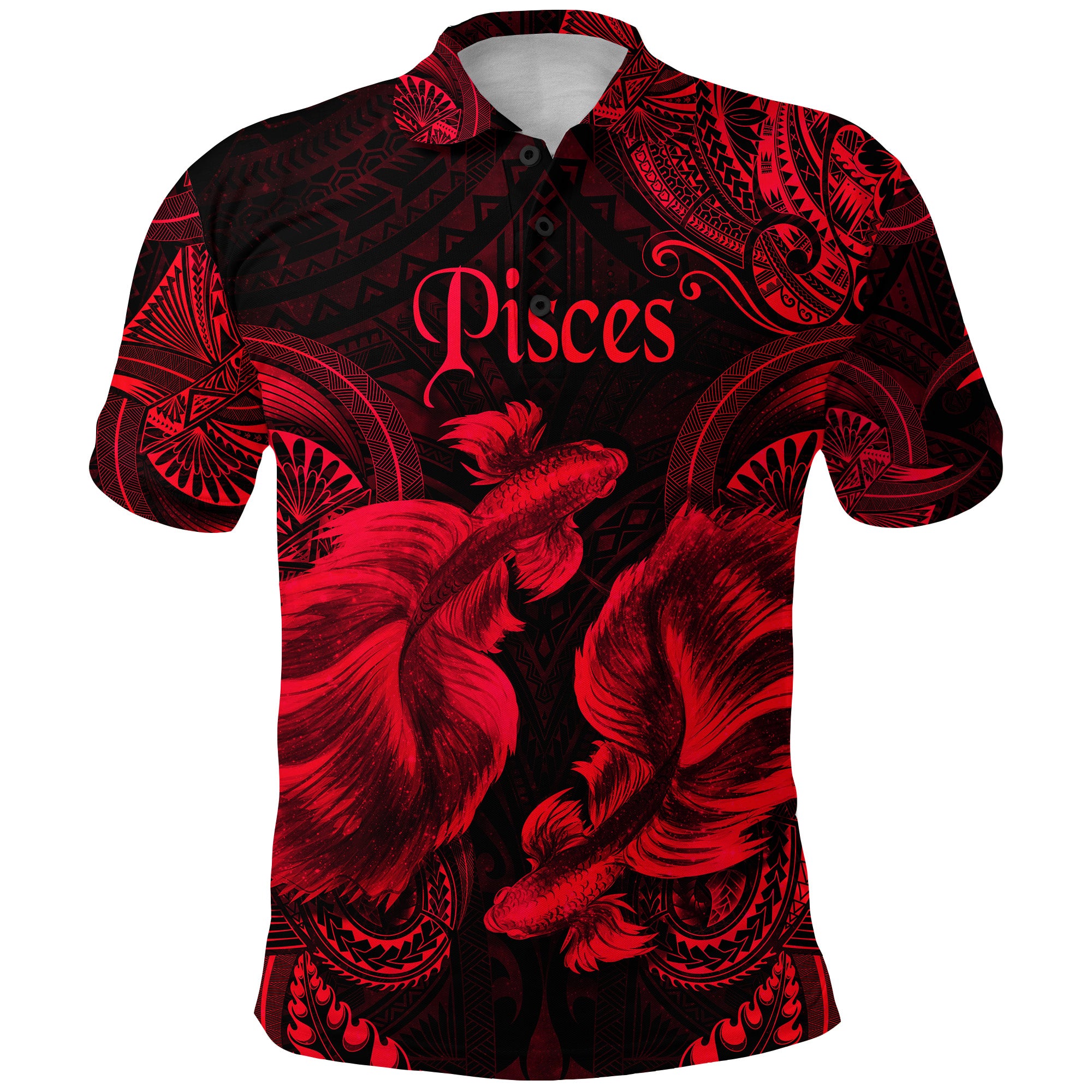 Pisces Zodiac Polynesian Polo Shirt Unique Style Red LT8 - Polynesian Pride