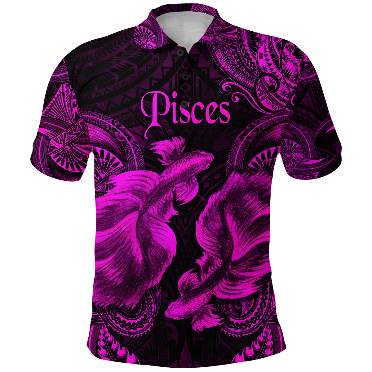 Pisces Zodiac Polynesian Polo Shirt Unique Style Pink LT8 - Polynesian Pride