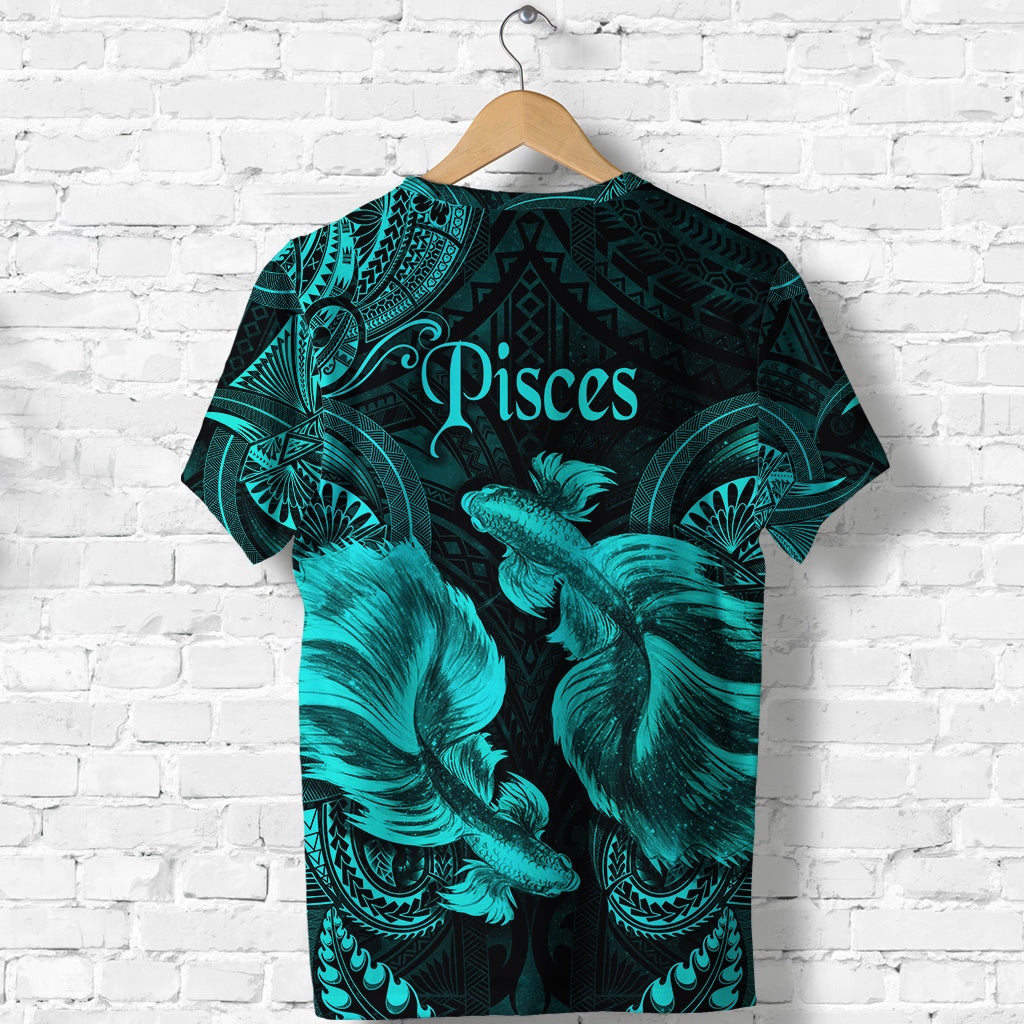 Pisces Zodiac Polynesian T Shirt Unique Style Turquoise LT8 - Polynesian Pride