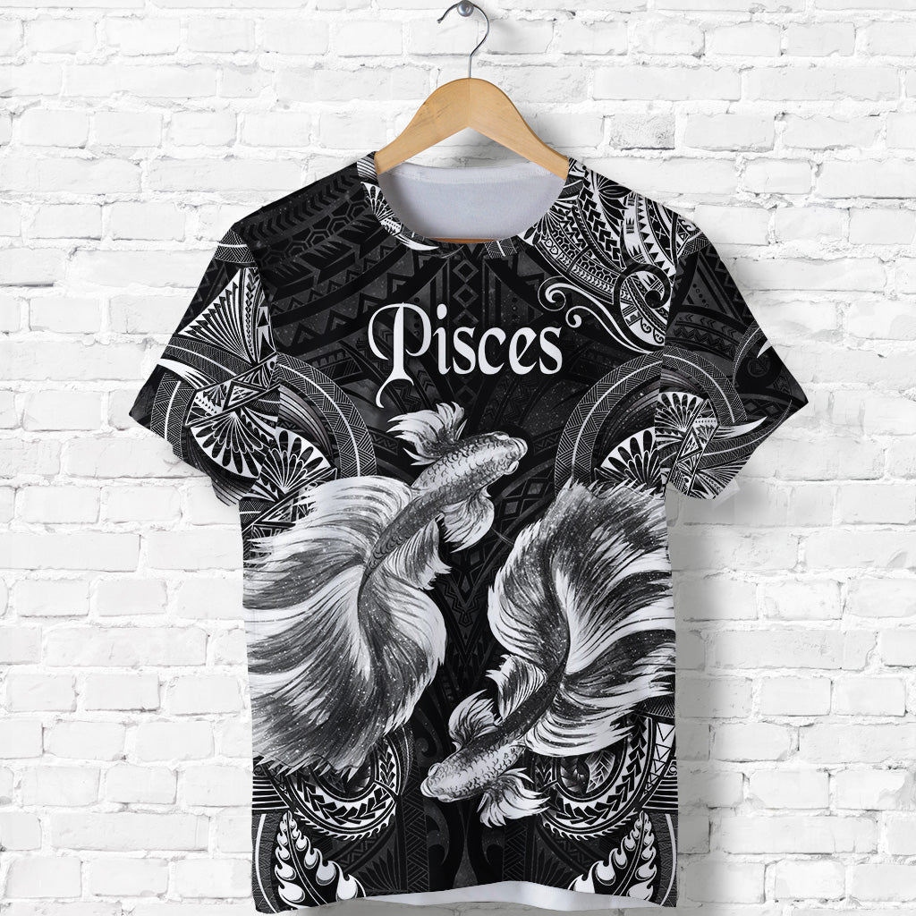 Pisces Zodiac Polynesian T Shirt Unique Style Black LT8 - Polynesian Pride