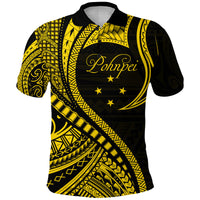 Pohnpei Polo Shirt Federated States of Micronesia Gold Wave Style LT9 Adult Gold - Polynesian Pride
