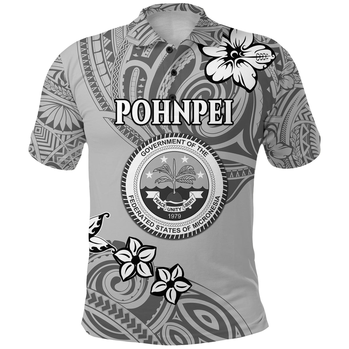 Pohnpei Polo Shirt Unique Vibes Grey LT8 - Polynesian Pride