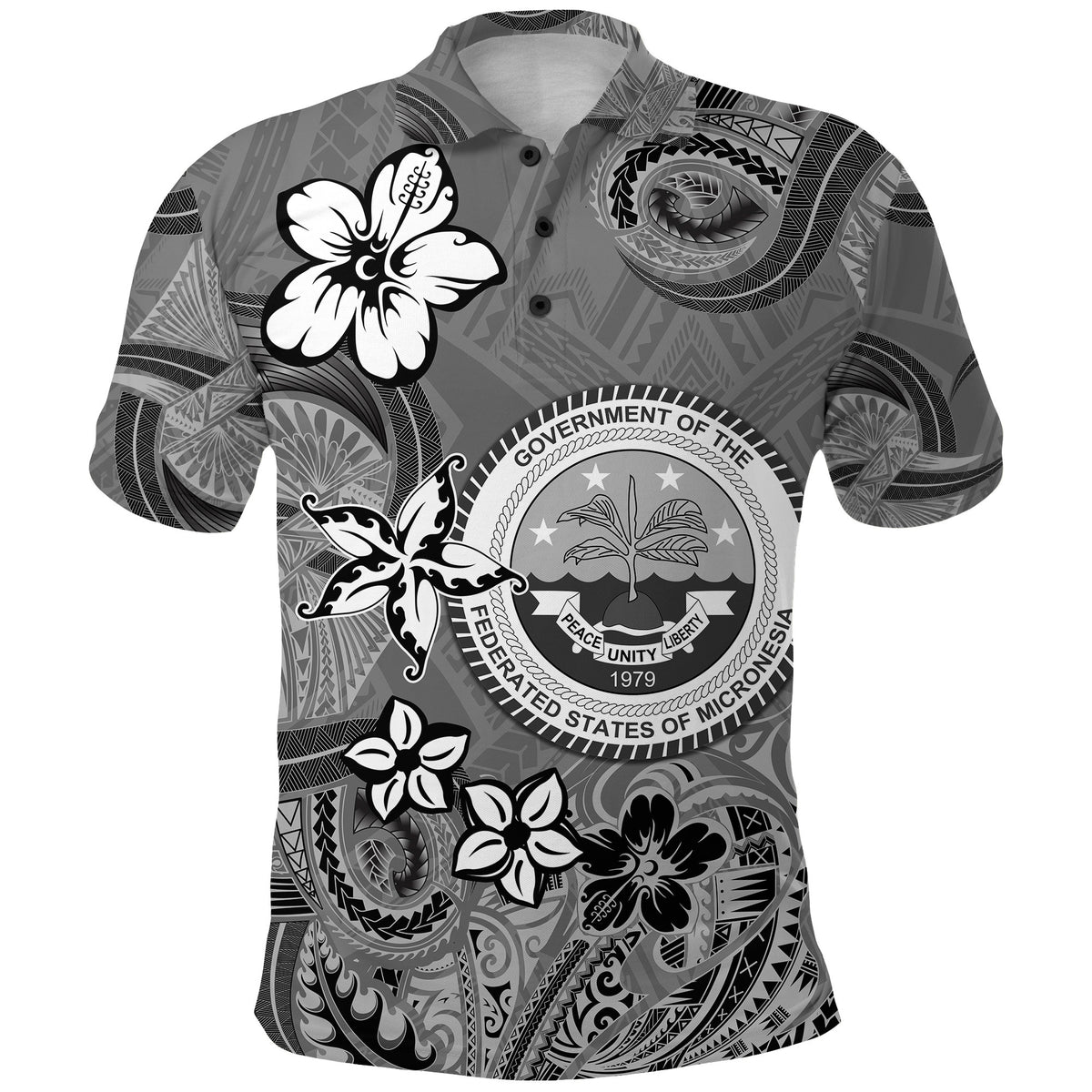 Pohnpei Polo Shirt Simple Style Grey LT8 - Polynesian Pride