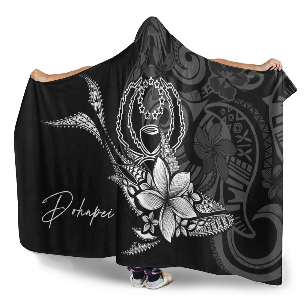 Pohnpei Hooded Blanket - Fish With Plumeria Flowers Style - Polynesian Pride