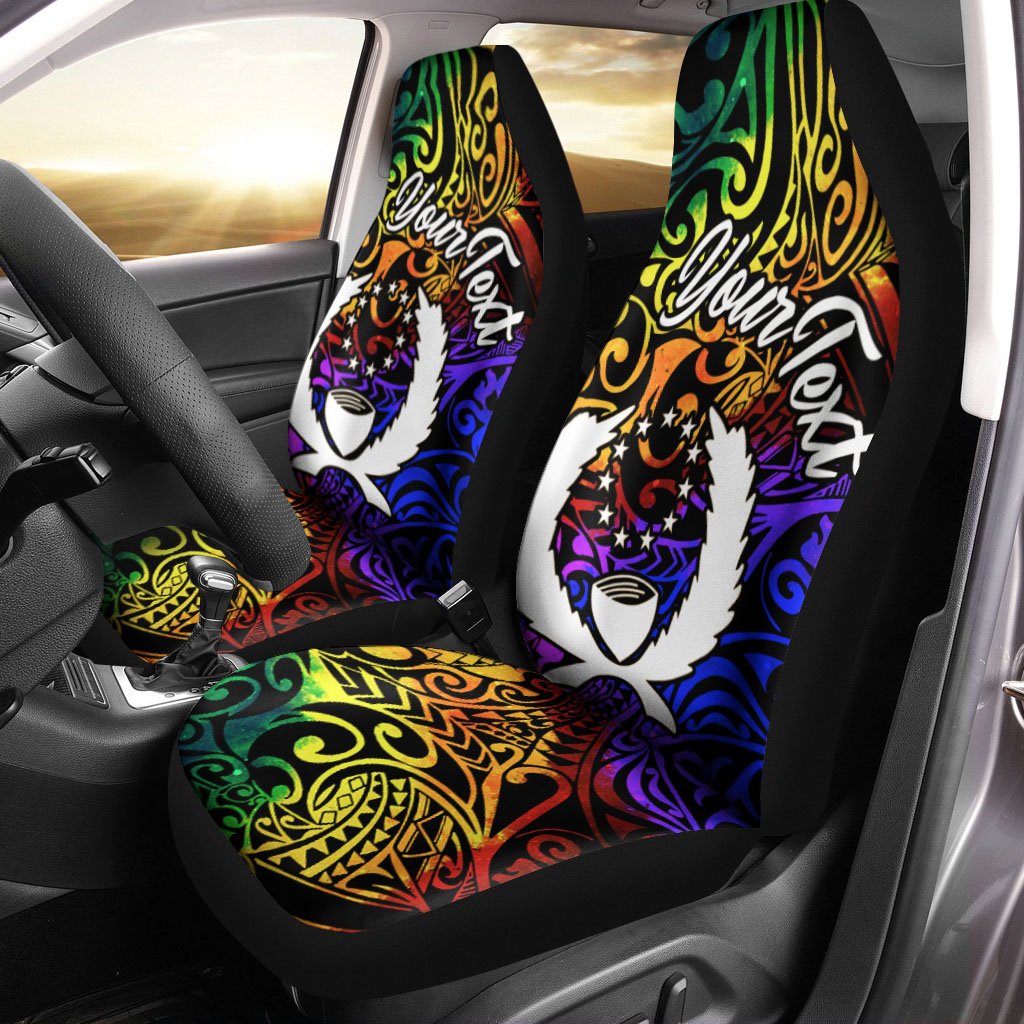 Pohnpei Custom Personalised Car Seat Covers - Rainbow Polynesian Pattern Universal Fit Rainbow - Polynesian Pride