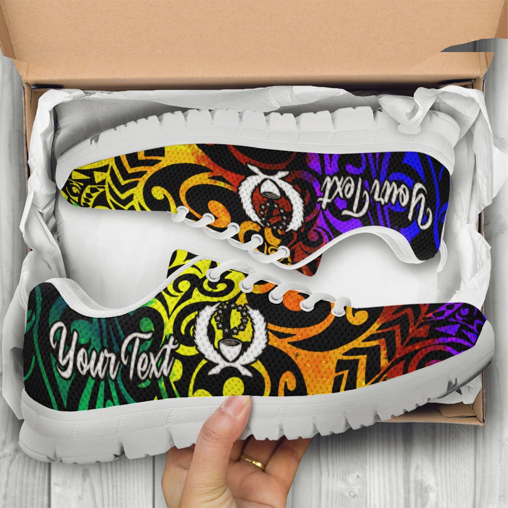 Pohnpei Custom Personalised Sneakers - Rainbow Polynesian Pattern - Polynesian Pride