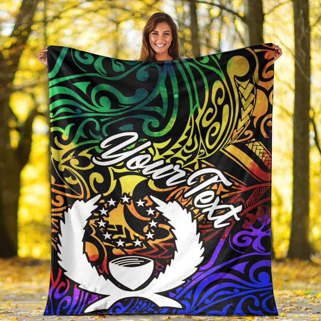 Pohnpei Custom Personalised Premium Blanket - Rainbow Polynesian Pattern - Polynesian Pride