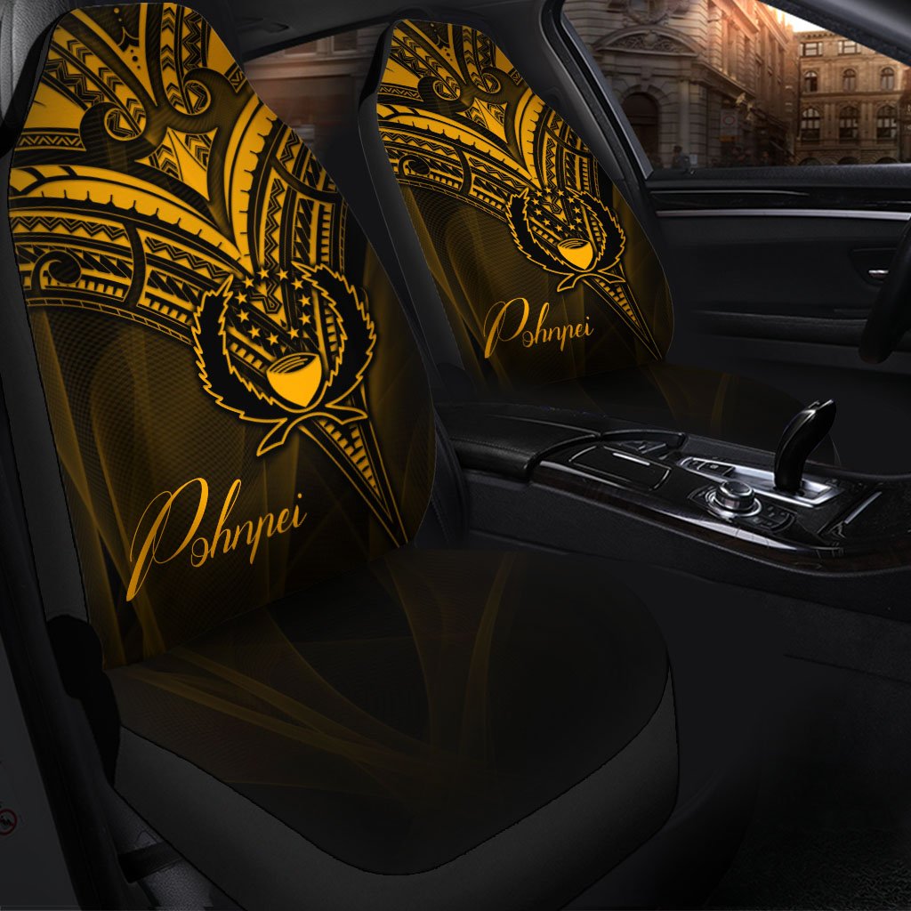 Pohnpei Car Seat Cover - Gold Color Cross Style Universal Fit Black - Polynesian Pride