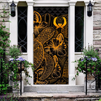 Pohnpei Door Cover Turtle Hibiscus Gold Gold - Polynesian Pride