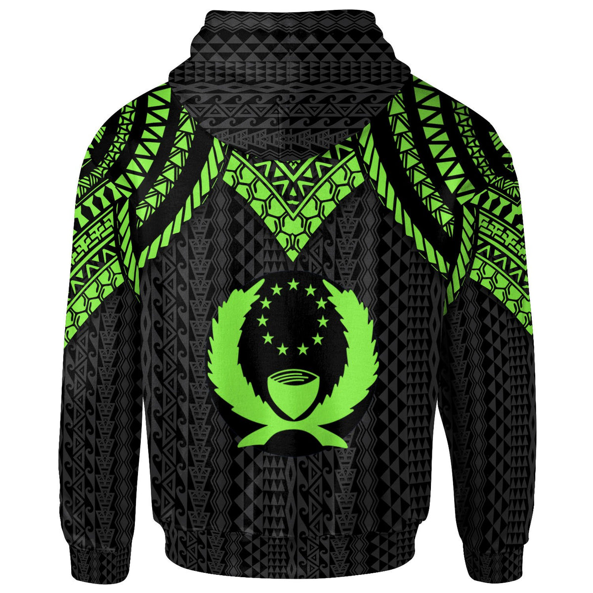 Pohnpei Zip up Hoodie Polynesian Armor Style Green - Polynesian Pride