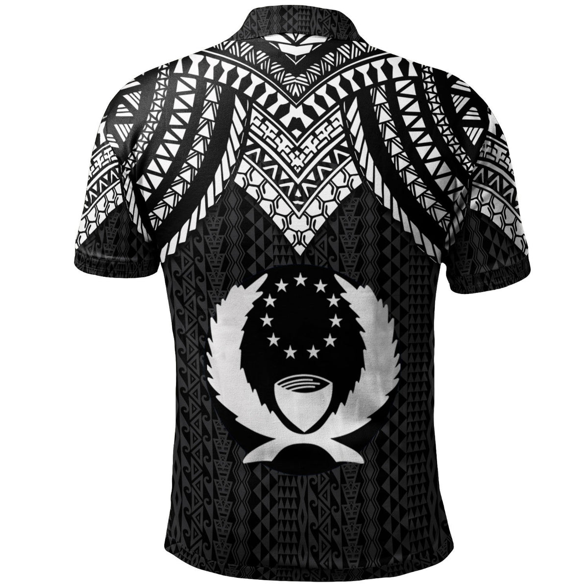 Pohnpei Custom Polo Shirt Polynesian Armor Style Black - Polynesian Pride