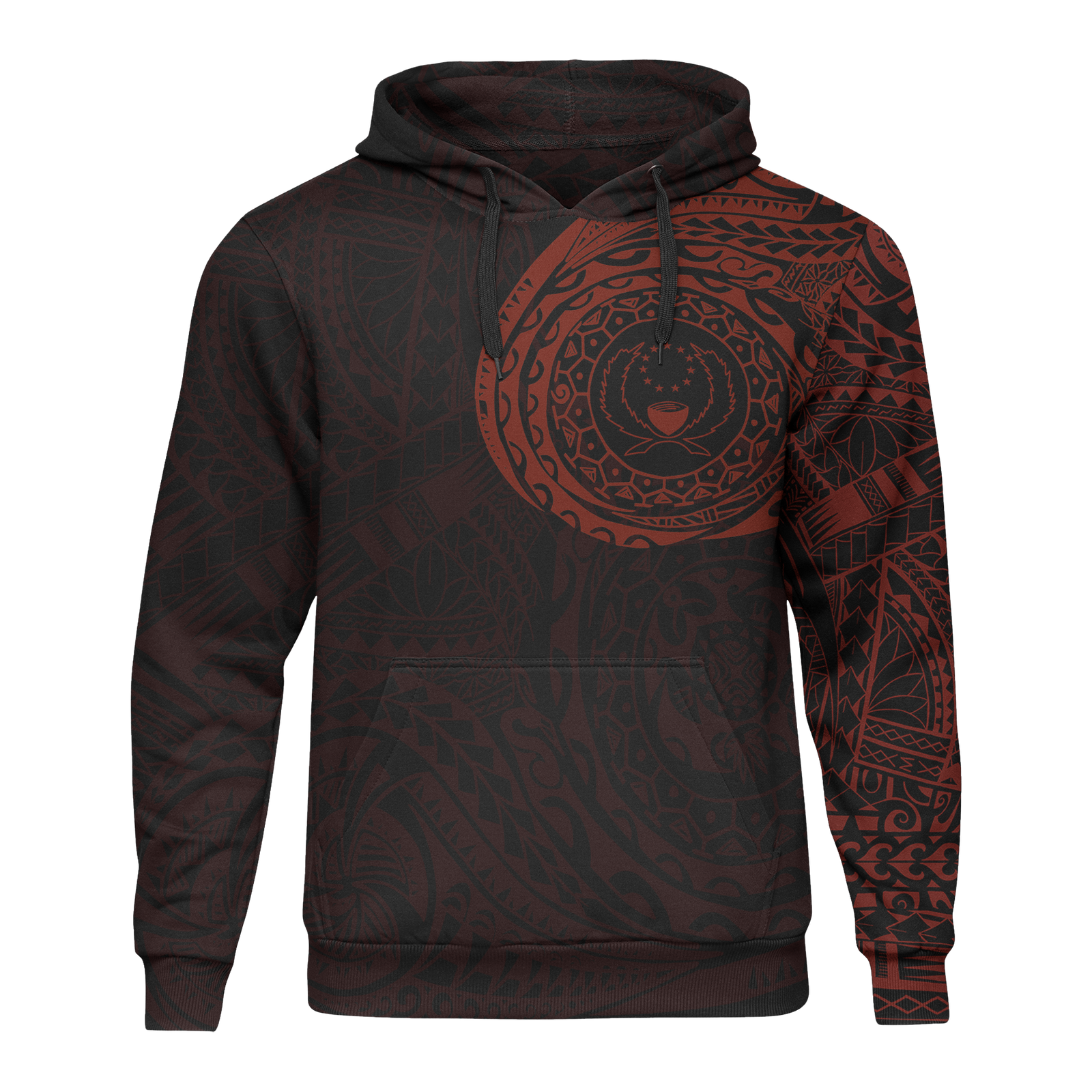 Micronesia All Over Print Hoodie Pohnpei In My Heart Red Unisex Black - Polynesian Pride