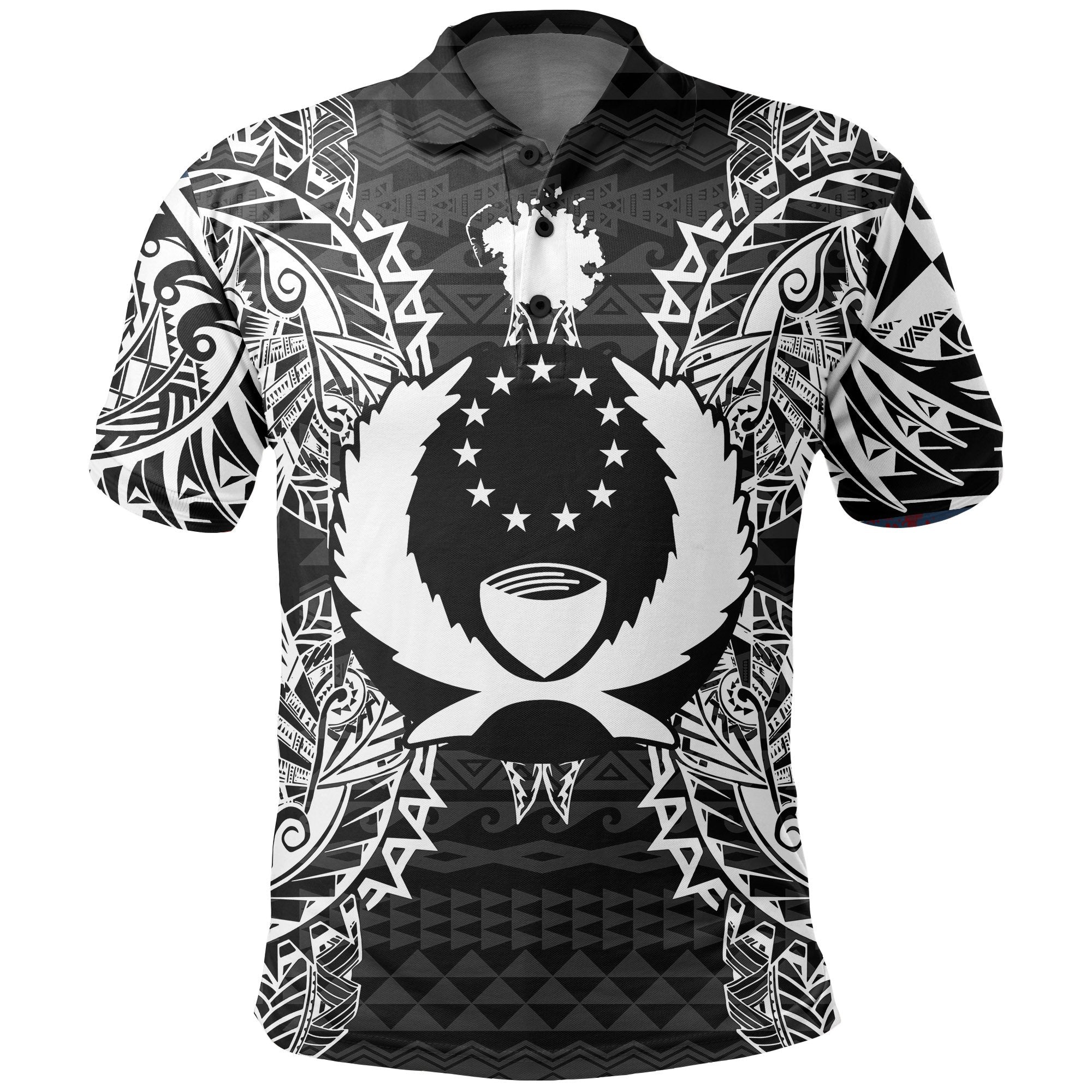 Pohnpei Polo Shirt Pohnpei Flag Map Polynesian Tattoo Black Unisex Black - Polynesian Pride